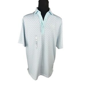 Walter Hagen men’s small divot light blue golf performance polo shirt birdie par
